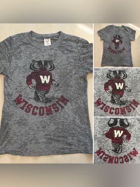 VTG Rare Chip & Pepper University Wisconsin Badgers D /S Burnout Graphic Shirt M